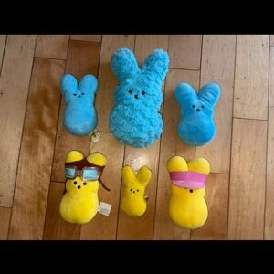 Blue and Yellow Bunny Plush Set Peeps Easter